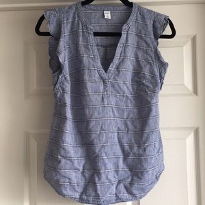 Chambray sleeveless blouse